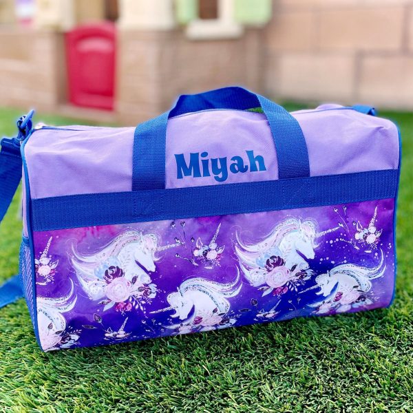 Personalized Kid s Travel Duffel Bag - Floral Unicorn For Sale