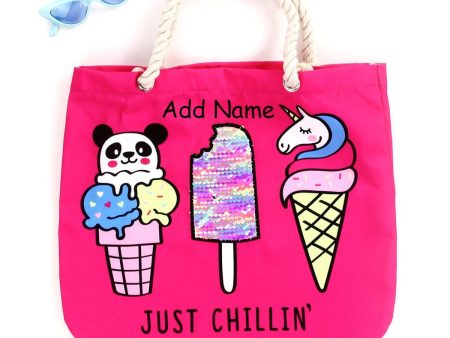 Personalized Rope Tote Bag with Sunglasses - Ice Cream Online Sale