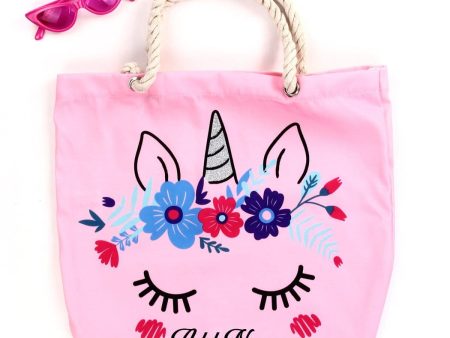 Personalized Rope Tote Bag with Sunglasses - Unicorn Online