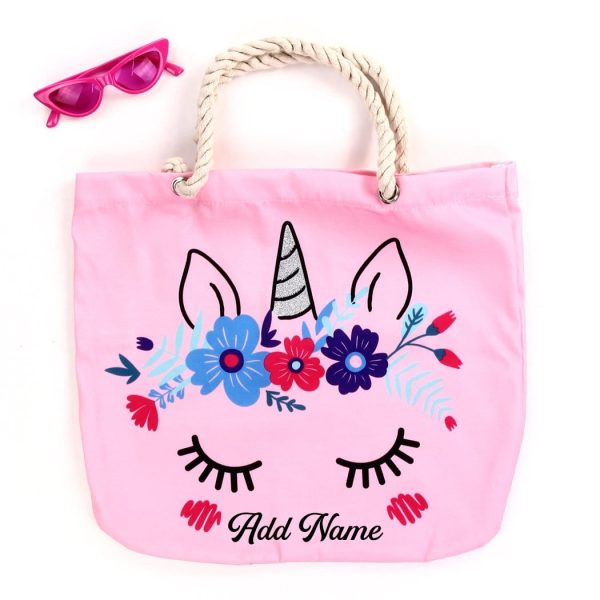 Personalized Rope Tote Bag with Sunglasses - Unicorn Online