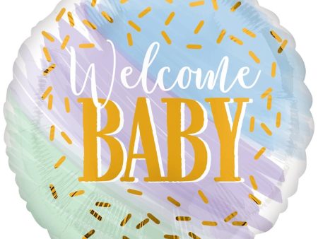 Watercolor Welcome Baby Foil Balloon 45cm For Discount