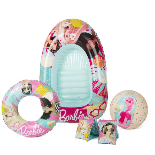 Barbie Swim Pack - Swim Ring, Armbands, Beach Ball & Boat For Sale