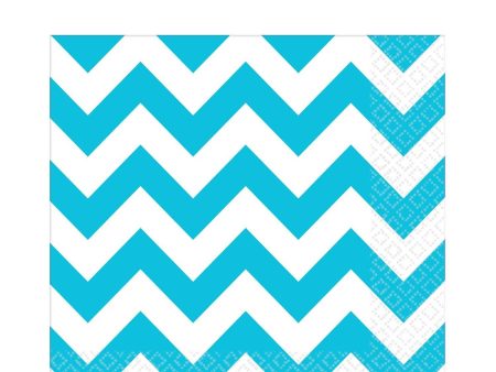 Caribbean Blue Chevron Lunch Tissues 16pcs For Cheap