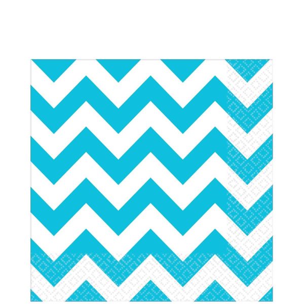 Caribbean Blue Chevron Lunch Tissues 16pcs For Cheap