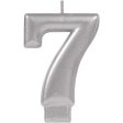 #7 Silver Numeral Metallic Candle For Sale