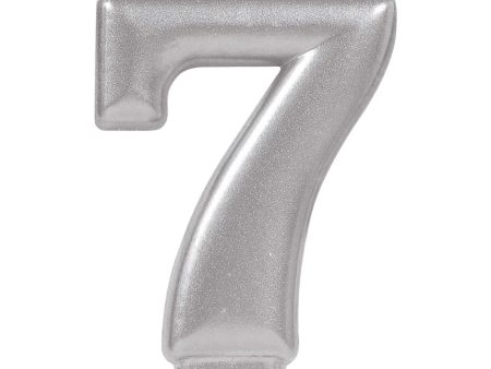 #7 Silver Numeral Metallic Candle For Sale