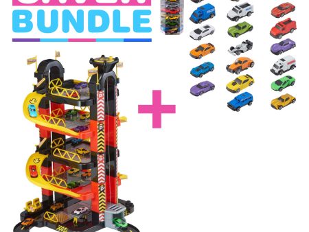 Teamsterz Metro City 5 Level Tower Garage + Street Machine 20 Toy Car Multipack Bundle Online Hot Sale