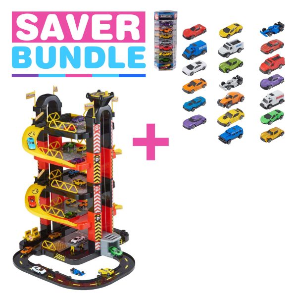 Teamsterz Metro City 5 Level Tower Garage + Street Machine 20 Toy Car Multipack Bundle Online Hot Sale