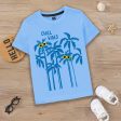 Stay Cool with Our Sky Blue T-Shirt - Chilling Vibes with Tree Print For Sale