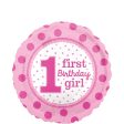 1st Birthday Girl Foil Balloon 45cm on Sale