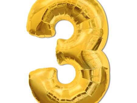 40 inch Number 3 - Gold Balloon Cheap