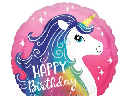 Pink Unicorn Happy Birthday Foil Balloon 45cm Supply