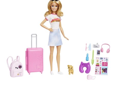 Barbie  Malibu  Travel Set - 10+ Pieces Including Working Suitcase & Puppy Sale