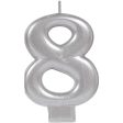 #8 Silver Numeral Metallic Candle Online now