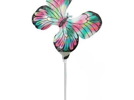 Teal & Pink Iridescent Butterfly Mini Shape Balloon 23cm For Cheap