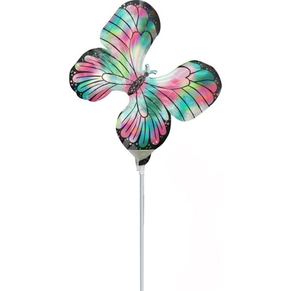 Teal & Pink Iridescent Butterfly Mini Shape Balloon 23cm For Cheap