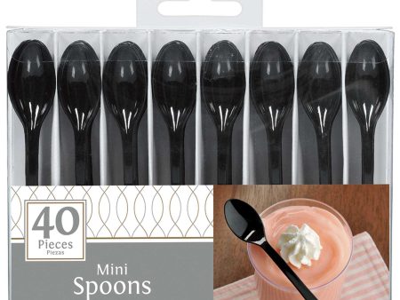 Black Mini Spoon 4in, 40pcs Online Sale