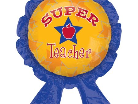 Super Teacher Award Ribbon Supershape Balloon 30in Discount