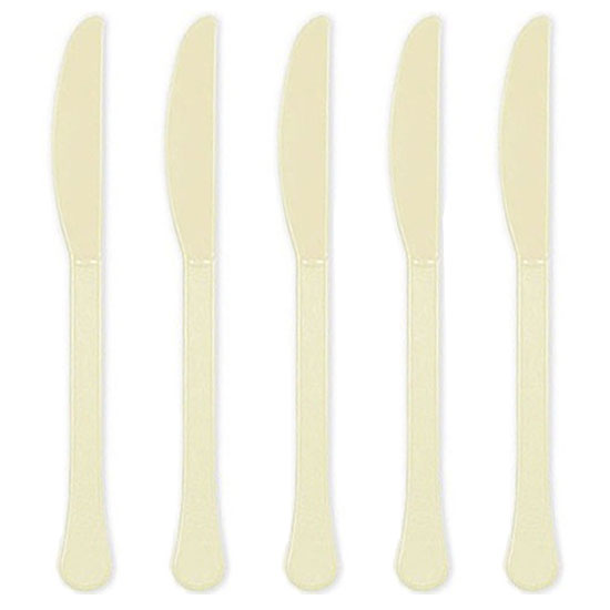 Vanilla Creme Heavy Weight Plastic Knives 20pcs Online Sale