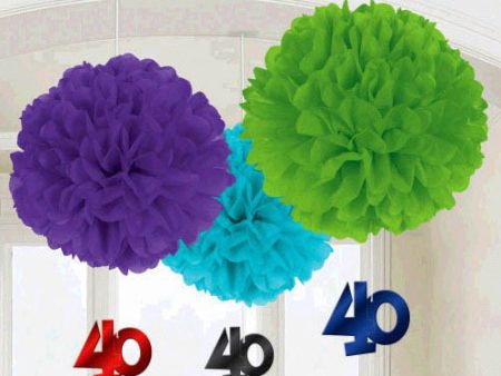 40th Birthday Fluffy With Danglers 3pcs Online now