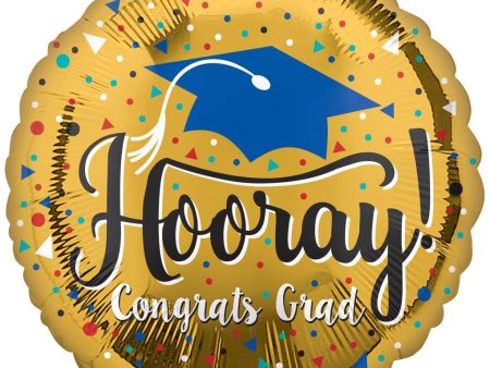 Hooray Graduation Gold Foil Balloon 45cm Sale