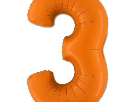 40 inch Number 3 - Orange Balloon For Discount