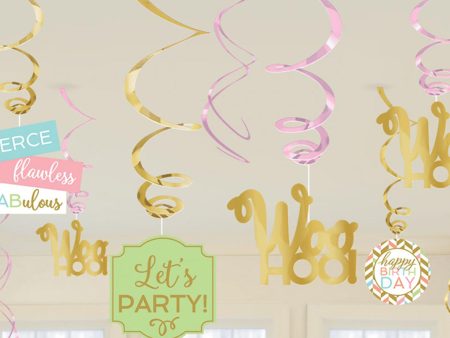 Confetti Fun Foil Swirl Decorations 12pcs For Cheap