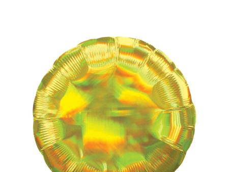 Yellow Iridescent Circle Holographic Foil Balloon 45cm For Cheap