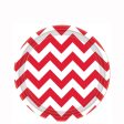 Apple Red  Chevron Round Party Paper Plates 7in 8pcs For Discount