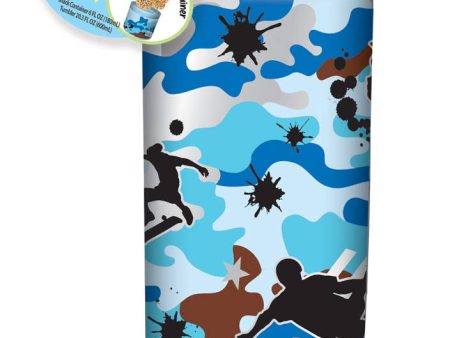 2 in 1 Snack Water Bottle - Camo For Sale