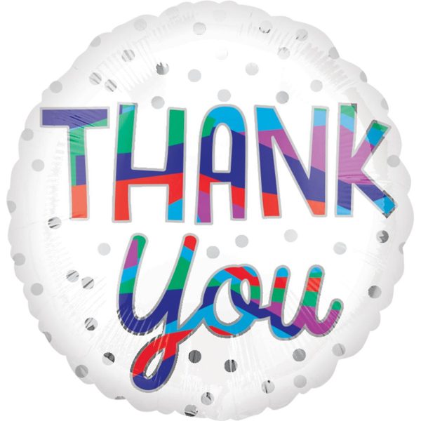 Thank You Silver Dots Foil Balloon 45cm Fashion