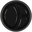 Jet Black Divided Plastic Plates 10.25in, 20pcs For Discount