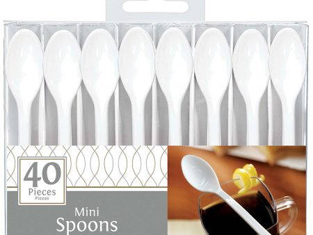 White Mini Spoon 4in, 40pcs Supply