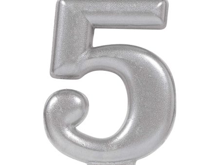 #5 Silver Numeral Metallic Candle For Discount