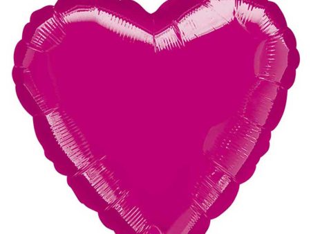 Metallic Fuchsia Heart Foil Balloon 32in For Sale