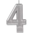 #4 Silver Numeral Metallic Candle Fashion