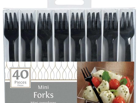 Black Mini Forks 4in, 40pcs Online Hot Sale