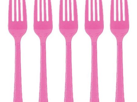 Bright Pink Heavy Weight Plastic Forks 20pcs For Discount