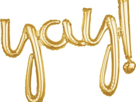 Yay! Script Phrase Gold Foil Balloon 88x63cm Online Hot Sale