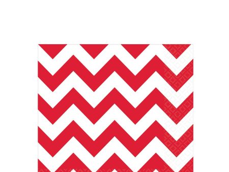 Apple Red Chevron Beverage Tissues 16pcs Supply