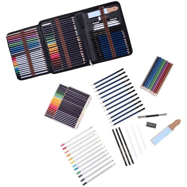 72 Piece Pencil Drawing Set + A4 40 Sheet Premium Quality Sketch Pad Bundle For Sale