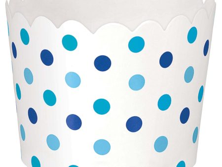 Blue Paper Mini Small Scalloped Dots Snack Cup 36pcs For Sale