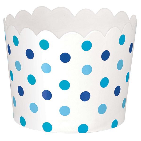 Blue Paper Mini Small Scalloped Dots Snack Cup 36pcs For Sale