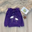 Stylish Girls  Purple Flamingo Sweatshirt with Bow Collar For Cheap