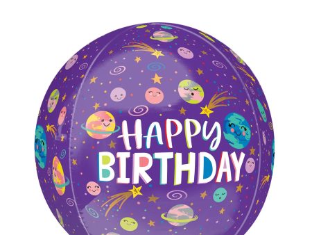 Smiling Galaxy Happy Birthday Orbz Balloon 38x40cm Online now