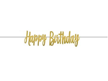 Gold Birthday Letter Banner-Glitter Paper 12ft For Discount