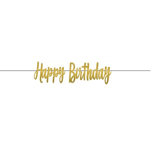 Gold Birthday Letter Banner-Glitter Paper 12ft For Discount