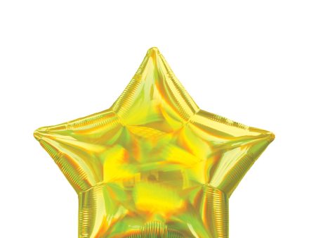 Yellow Iridescent Star Holographic Foil Balloon 45cm Supply