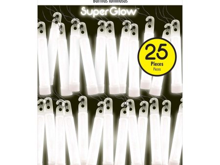 White Glow Sticks Mega Pack 4in, 25pcs Hot on Sale