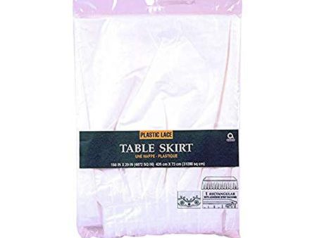 White Lace Table Skirt 14ft x 29in For Discount